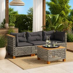 Durable 3-Seater Outdoor Garden Sofa with Cushions in Grey