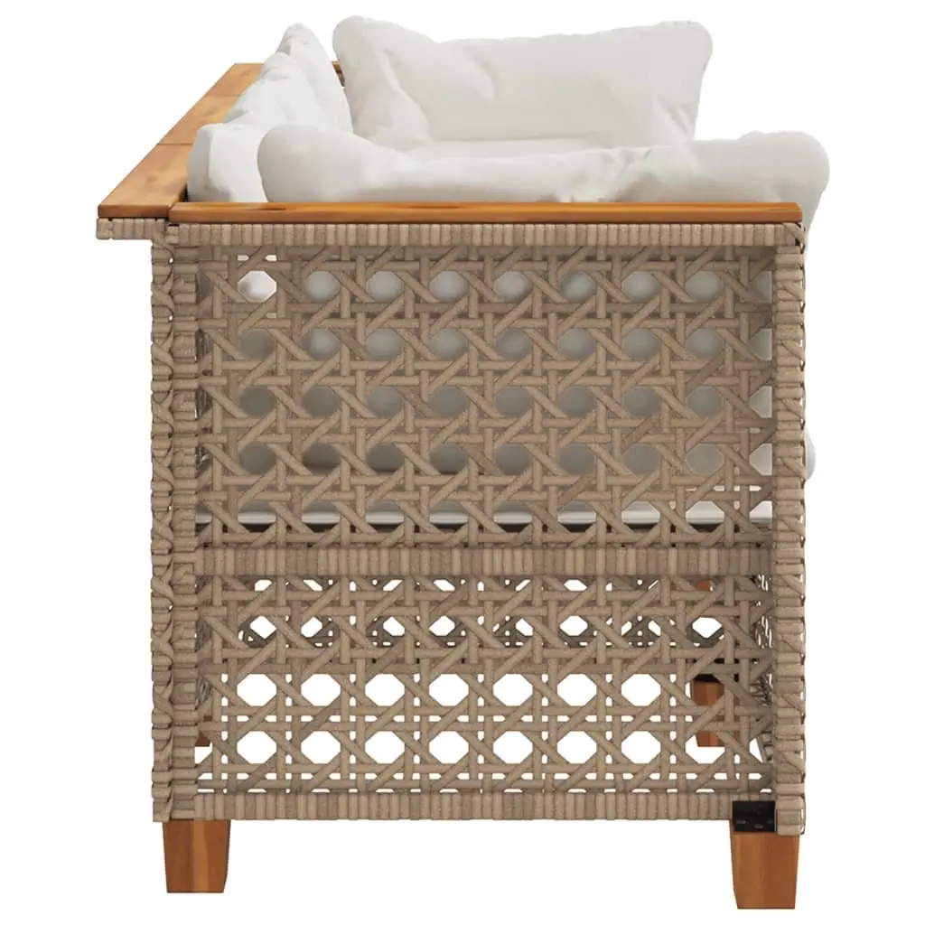 3-Seater Sofa PE Rattan Beige Outdoor Lounge Seating with Cushions