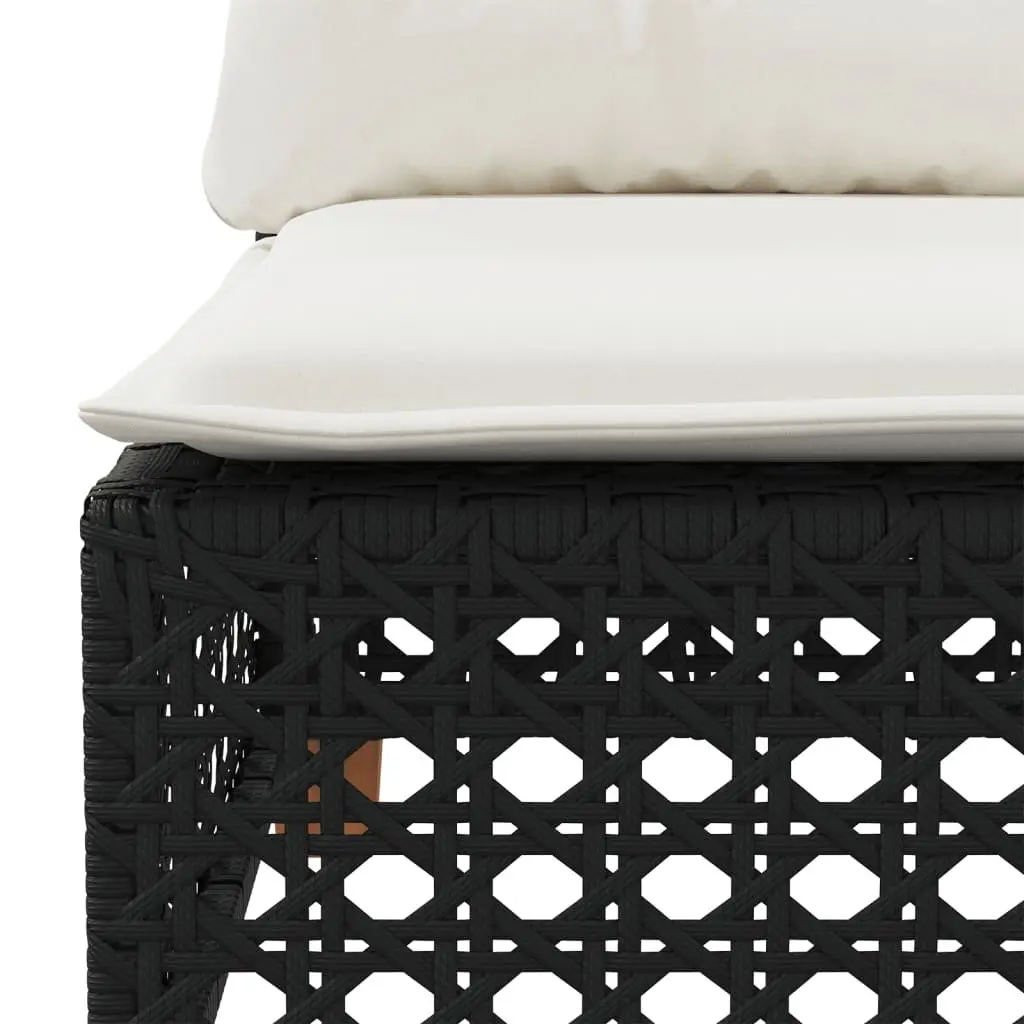 3-Seater Sofa PE Rattan Black with Cushions Outdoor Garden Lounge Seating
