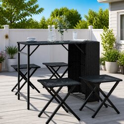 Durable Black Garden Dining Set with Foldable Design