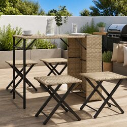 Beige 5-Piece Foldable Garden Dining Set for Outdoor Use