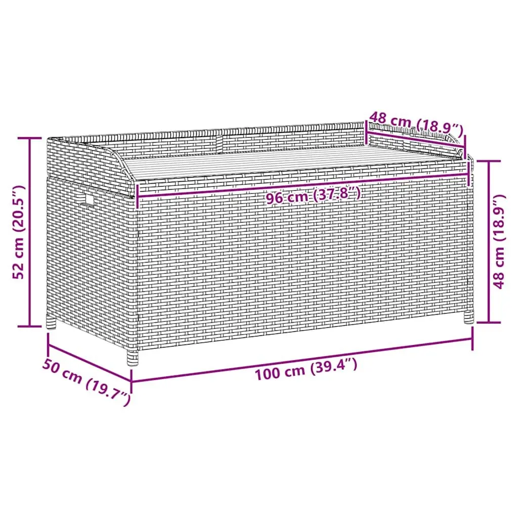 Grey Outdoor Storage Bench with Acacia Wood Frame