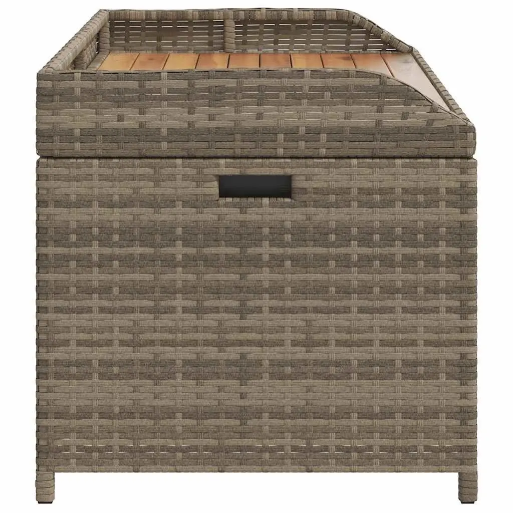 Grey Outdoor Storage Bench with Acacia Wood Frame