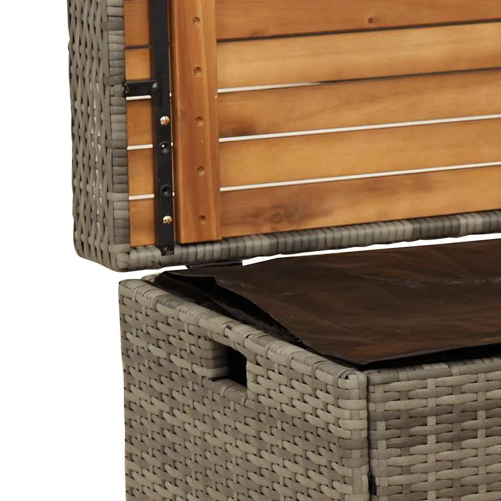 Grey Outdoor Storage Bench with Acacia Wood Frame