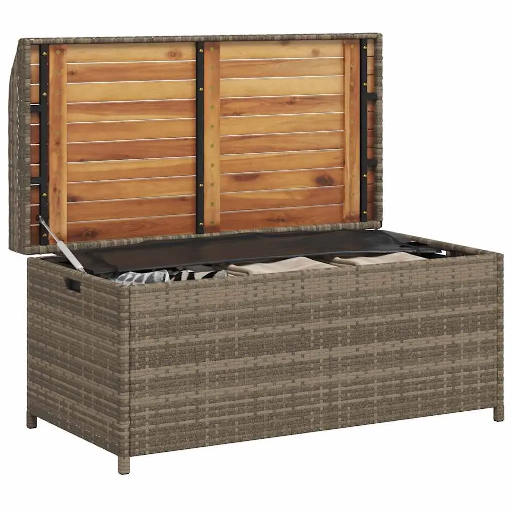 Grey Outdoor Storage Bench with Acacia Wood Frame
