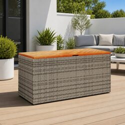 Durable Grey Garden Storage Box with Acacia Wood Top