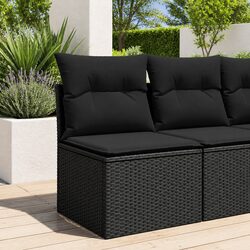 Premium Black Modular Armless Garden Sofa with Cushions