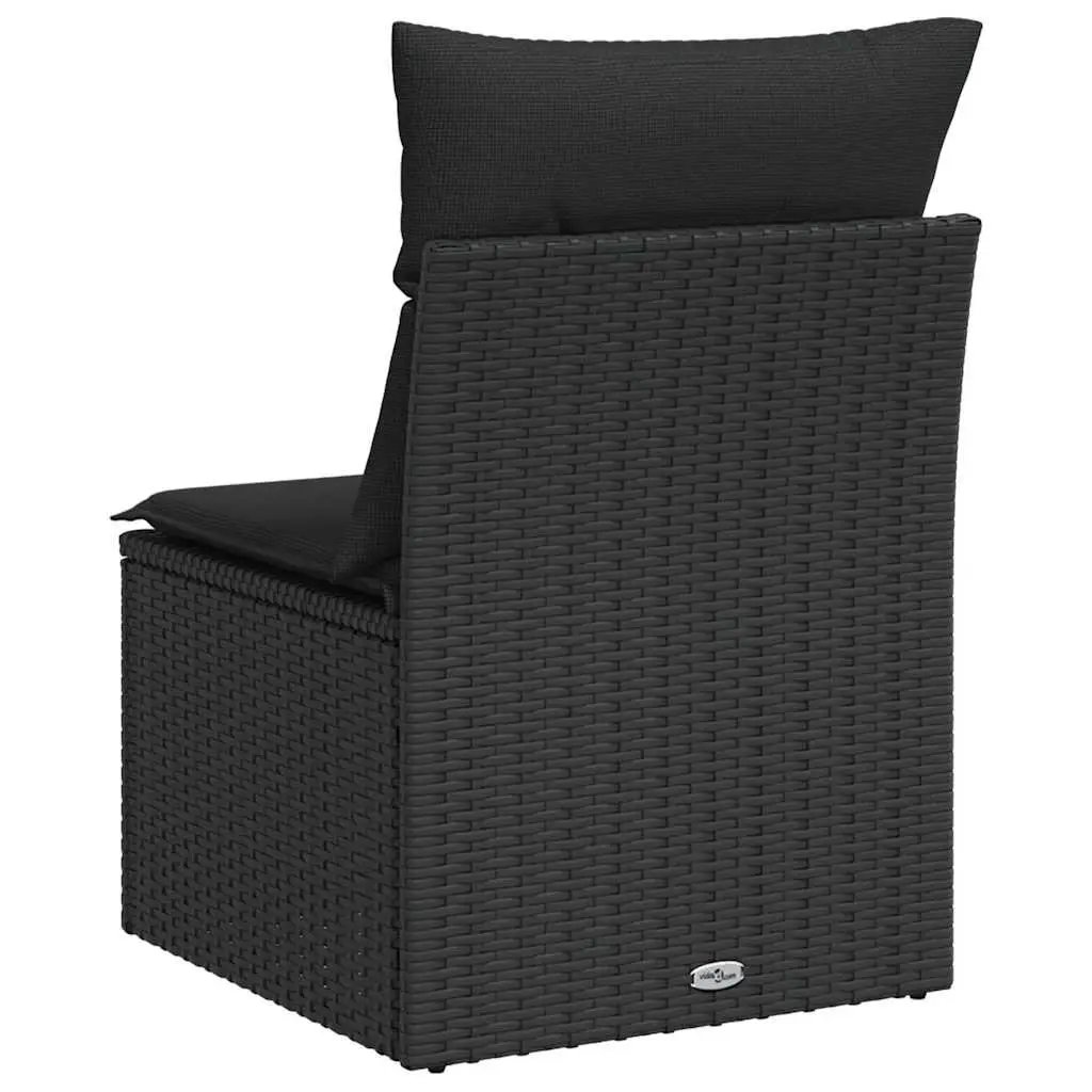 Black Modular Armless Garden Sofa with Cushions