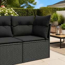 Premium Modular Black Poly Rattan Corner Sofa Set