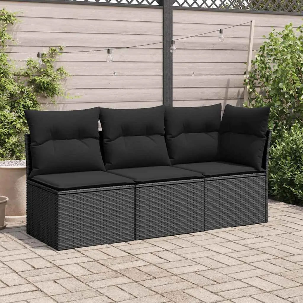Garden Corner Sofa with Cushions Black Poly Rattan Outdoor Sectional Seating Set