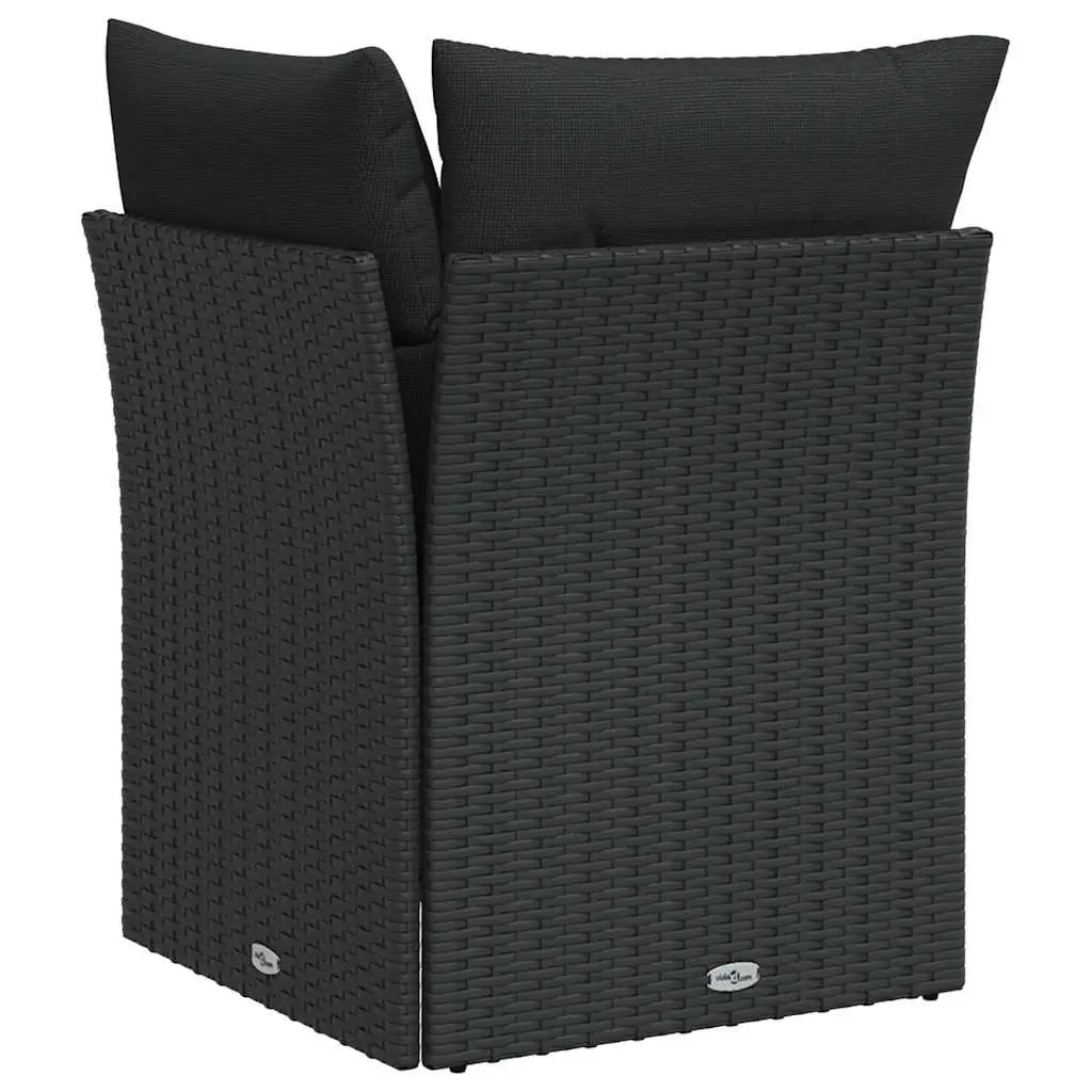 Garden Corner Sofa with Cushions Black Poly Rattan Outdoor Sectional Seating Set