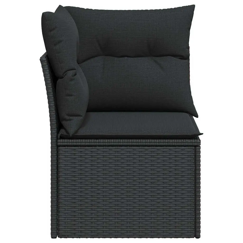 Garden Corner Sofa with Cushions Black Poly Rattan Outdoor Sectional Seating Set