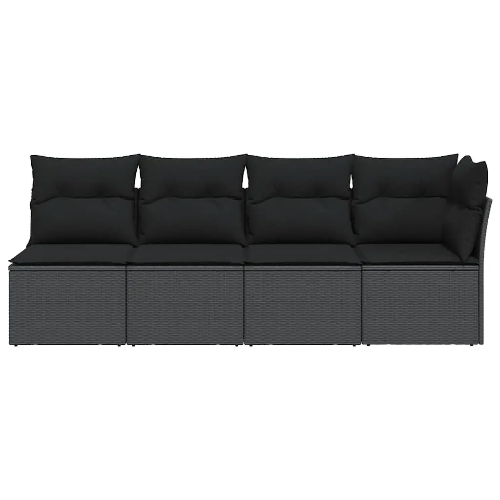 4-Seater Garden Sofa PE Rattan Black Outdoor Patio Furniture
