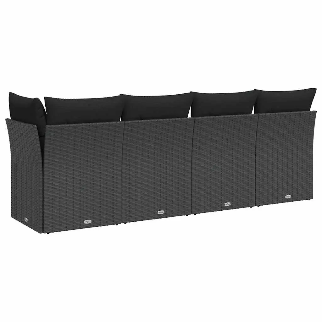4-Seater Garden Sofa PE Rattan Black Outdoor Patio Furniture