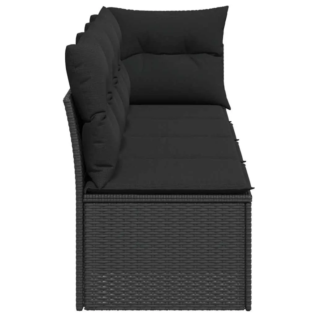 4-Seater Garden Sofa PE Rattan Black Outdoor Patio Furniture