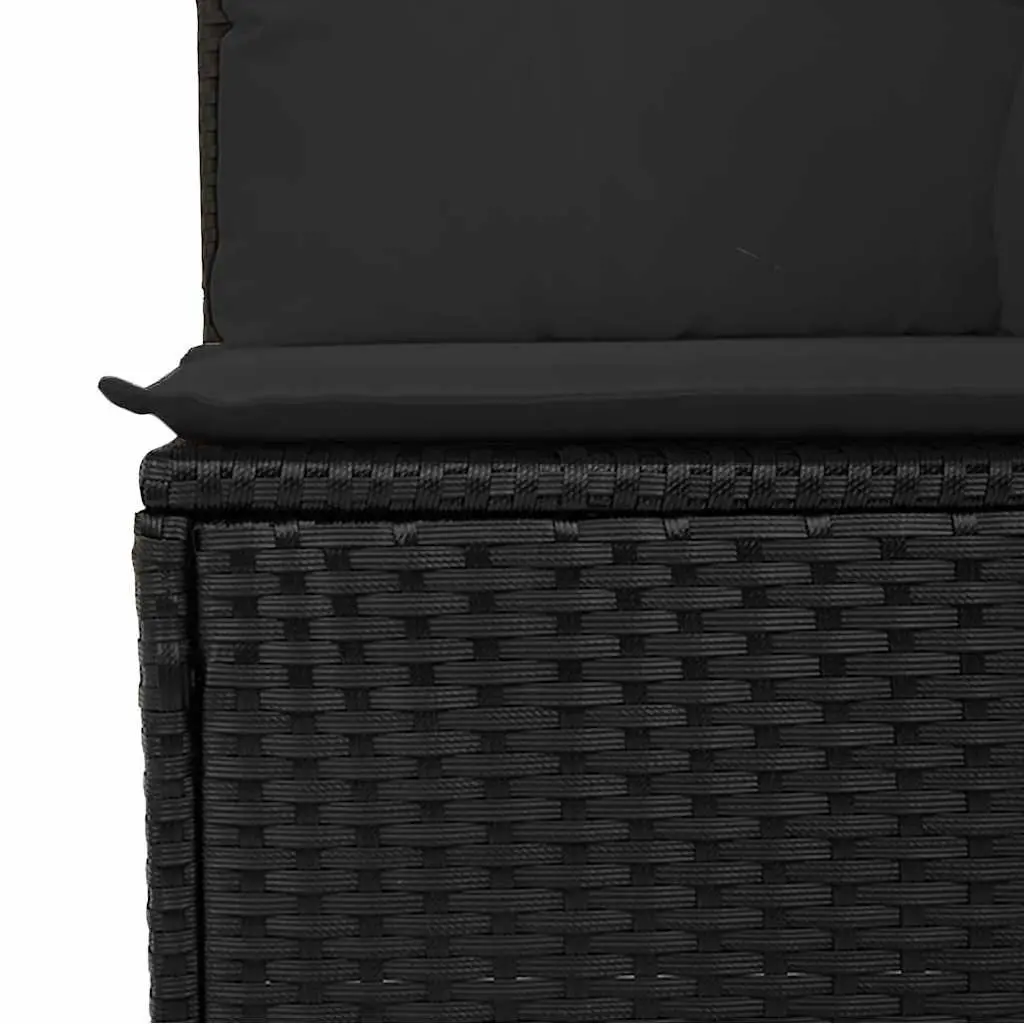 4-Seater Garden Sofa PE Rattan Black Outdoor Patio Furniture