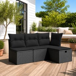 Durable Garden Stool with Storage and Cushion - Black