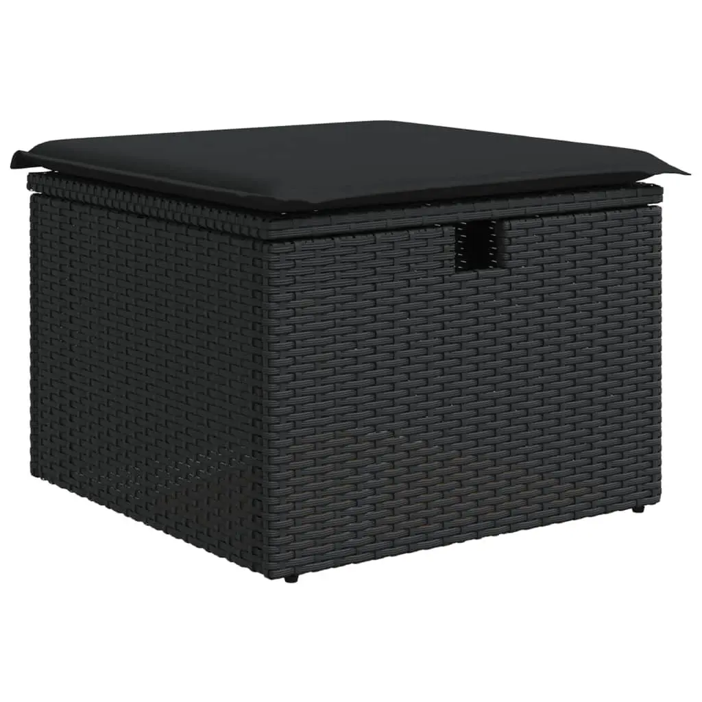 Garden Stool Poly Rattan Black 55x55x37cm