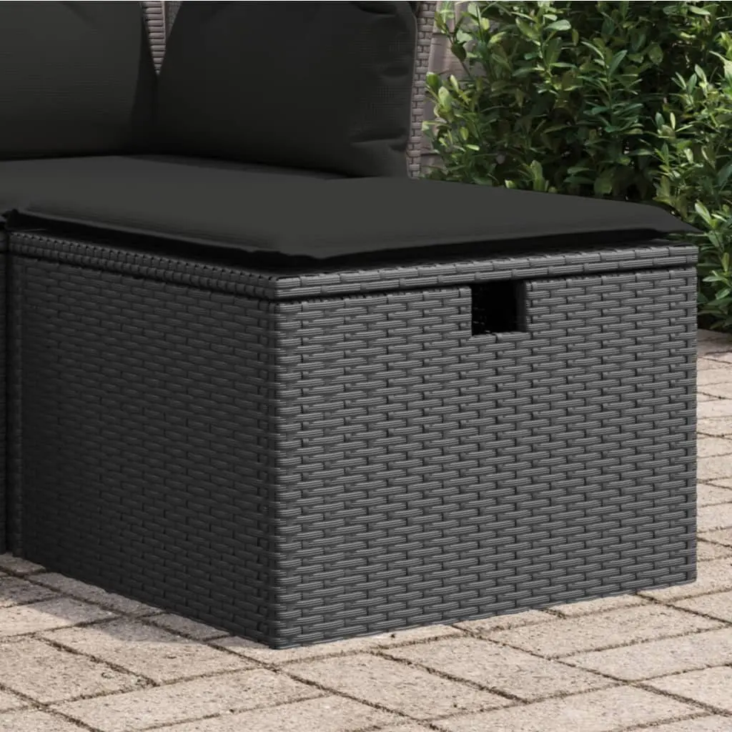 Garden Stool Poly Rattan Black 55x55x37cm