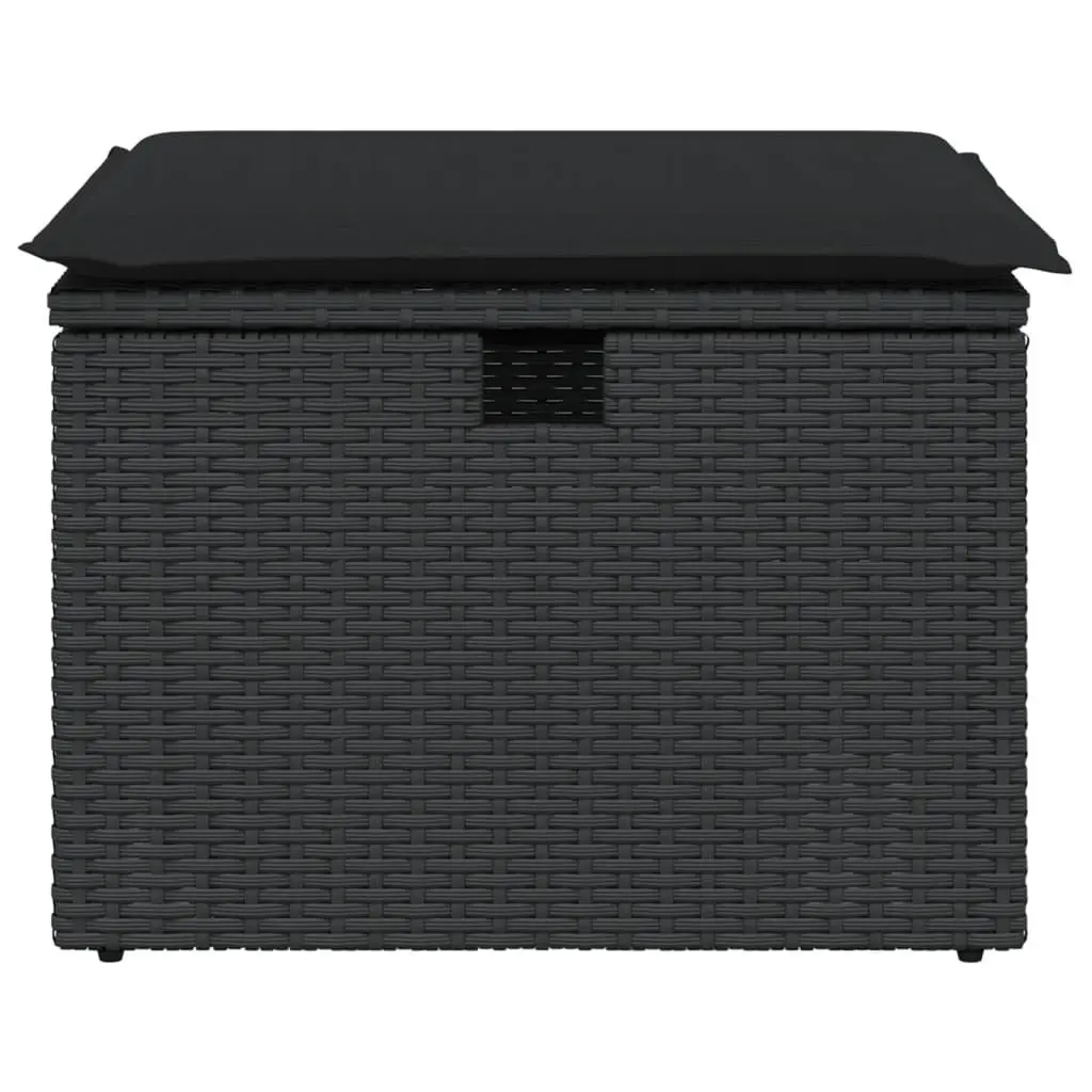 Garden Stool Poly Rattan Black 55x55x37cm