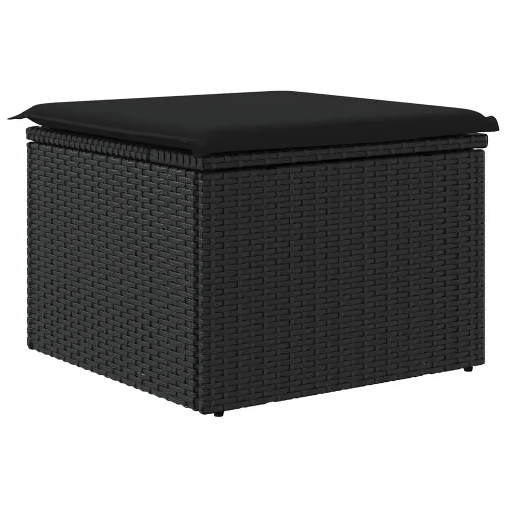 Garden Stool Poly Rattan Black 55x55x37cm