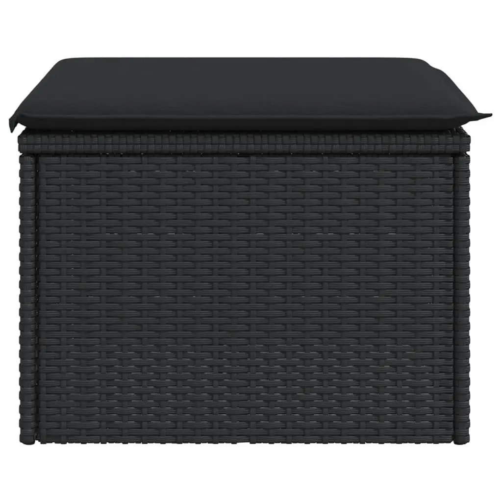 Garden Stool Poly Rattan Black 55x55x37cm