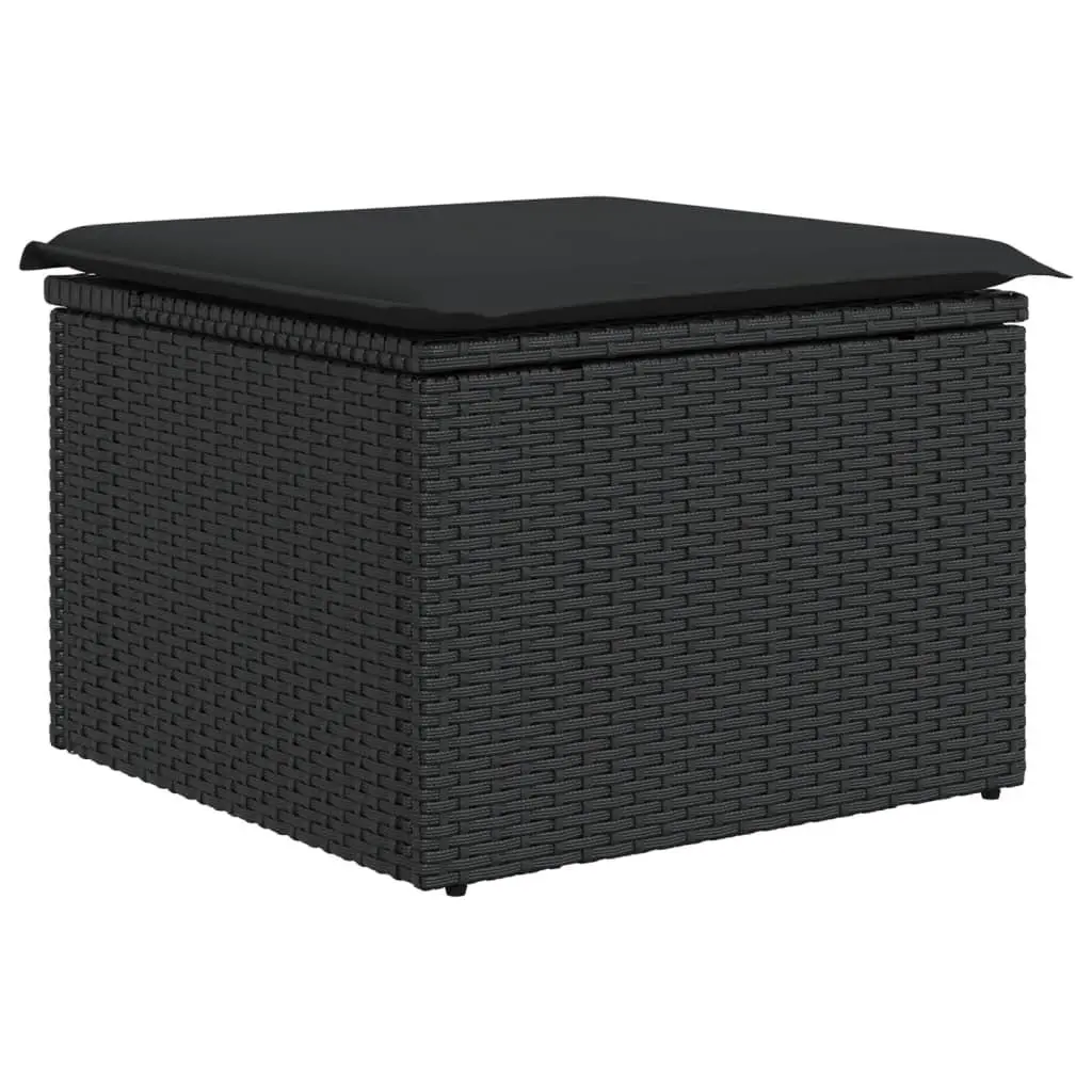 Garden Stool with Storage Cushion Black 55x55x37cm