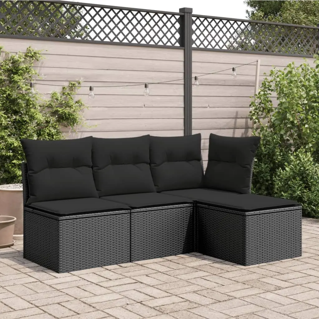 Garden Stool with Storage Cushion Black 55x55x37cm