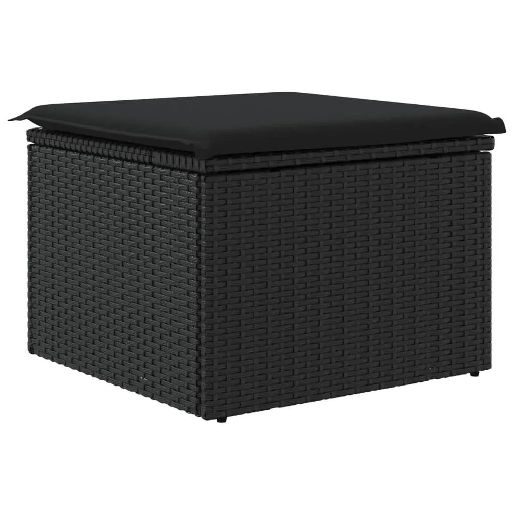 Garden Stool with Storage Cushion Black 55x55x37cm