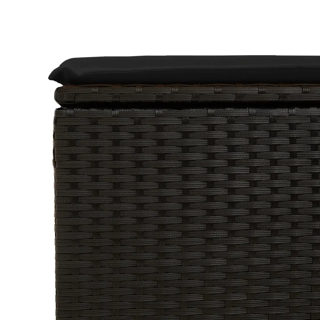 Garden Stool with Storage Cushion Black 55x55x37cm