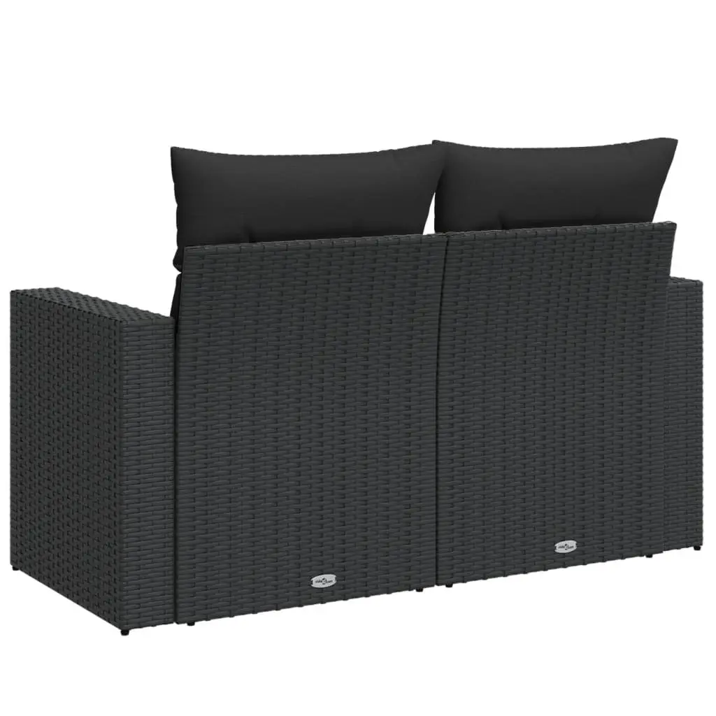 Black Poly Rattan 2-Seater Outdoor Sofa