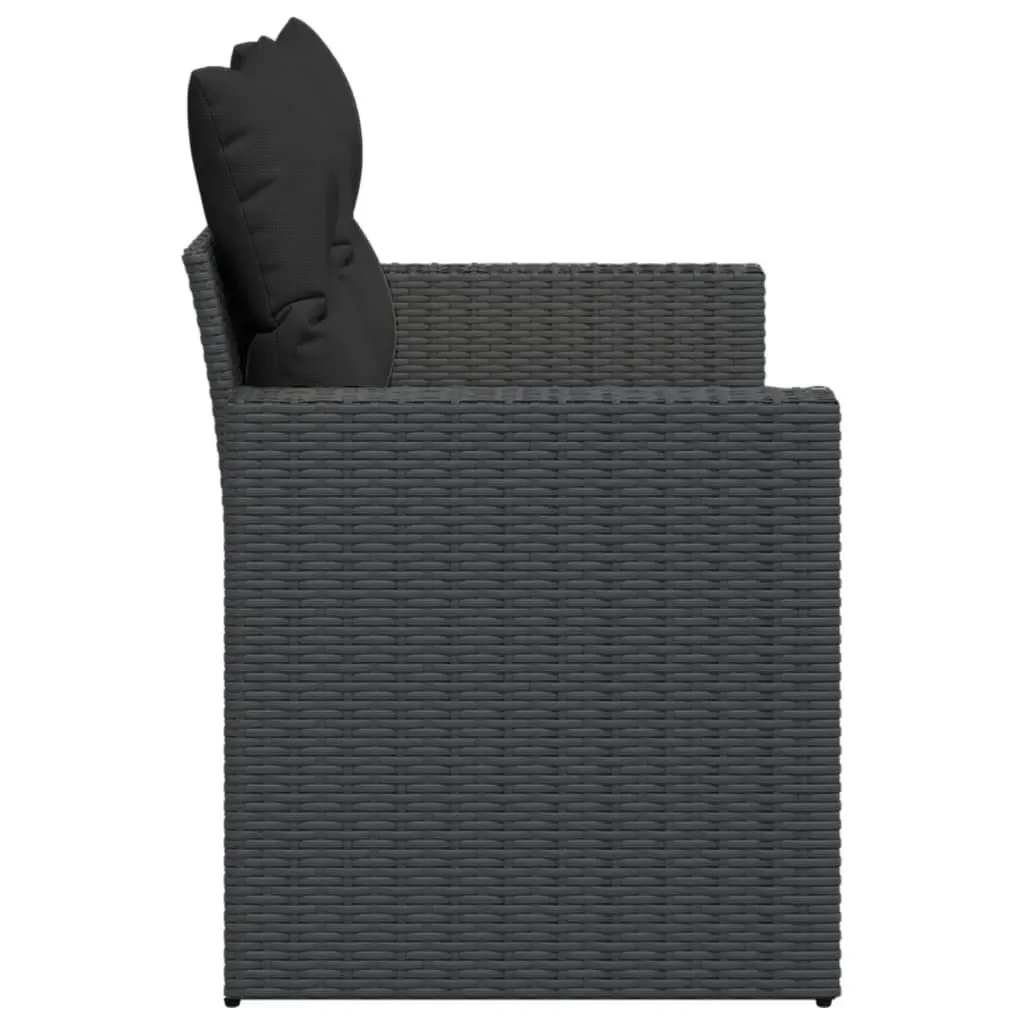 Black Poly Rattan 2-Seater Outdoor Sofa