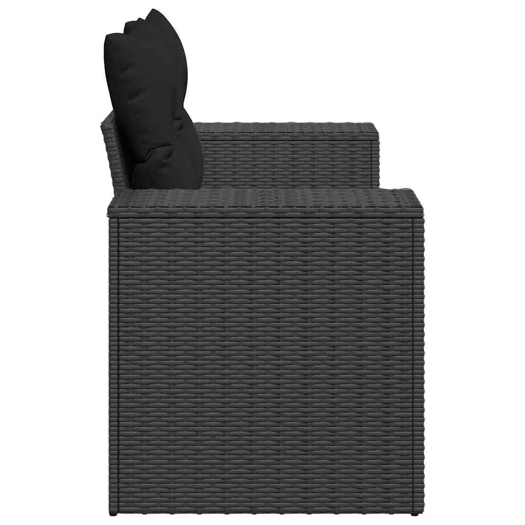 2-Seater Garden Sofa PE Rattan Black with Cushions