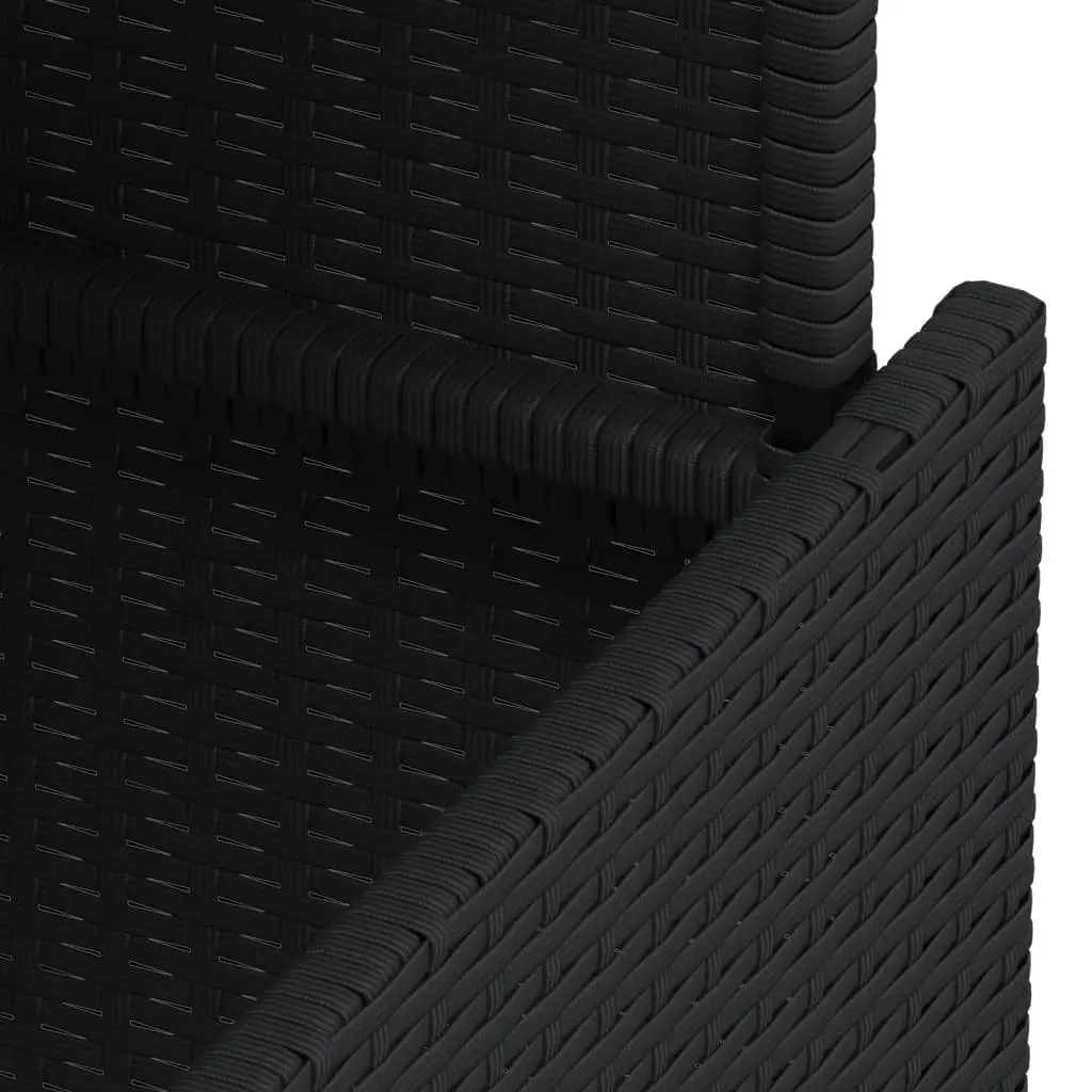 Black Poly Rattan Garden Table with Acacia Top