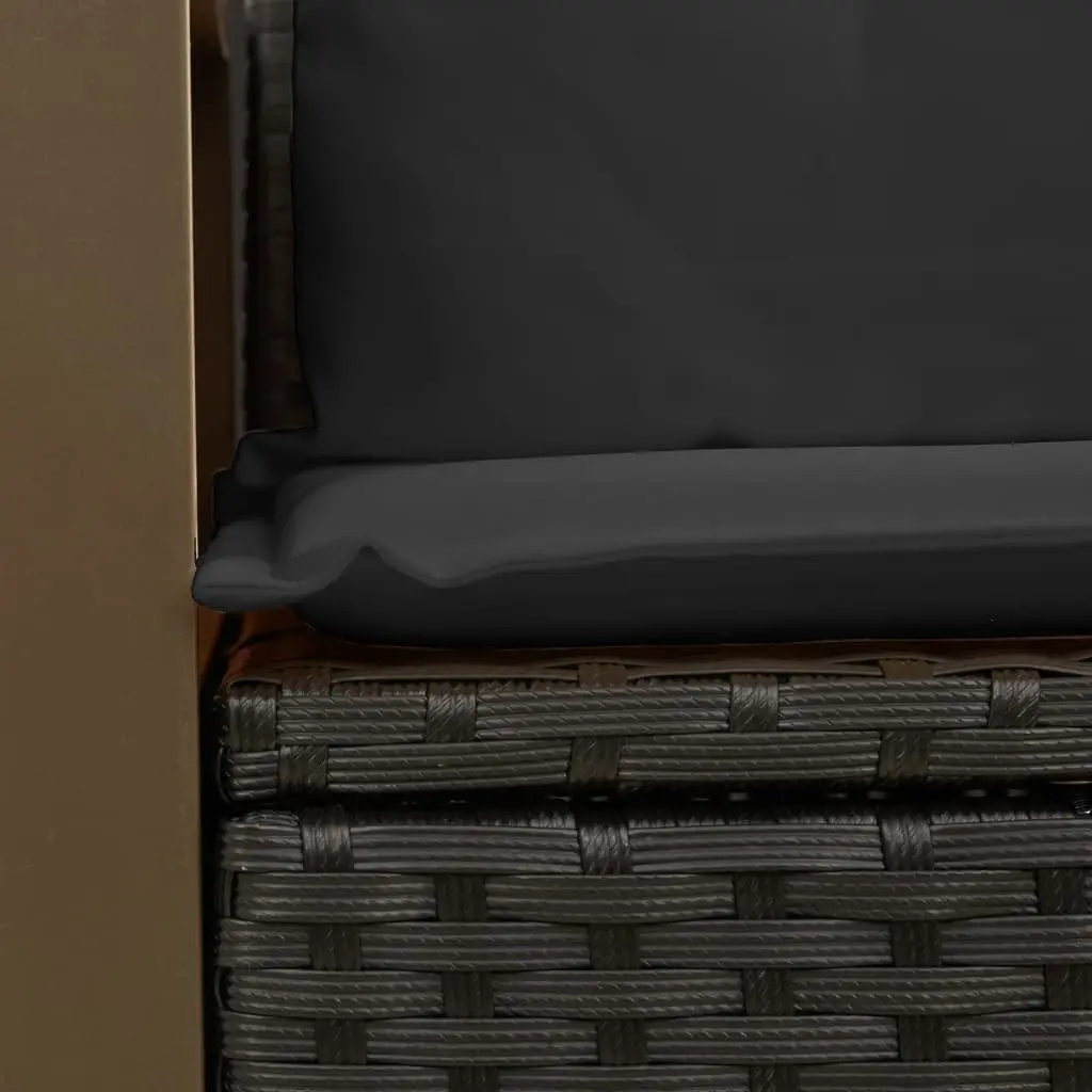 2-Seater Black Rattan Sofa with Cushions
