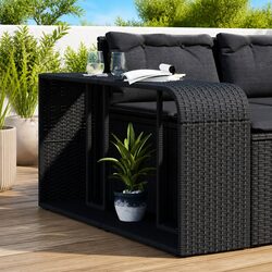 Durable Black Outdoor Rattan Storage Shelves - 2 Pack