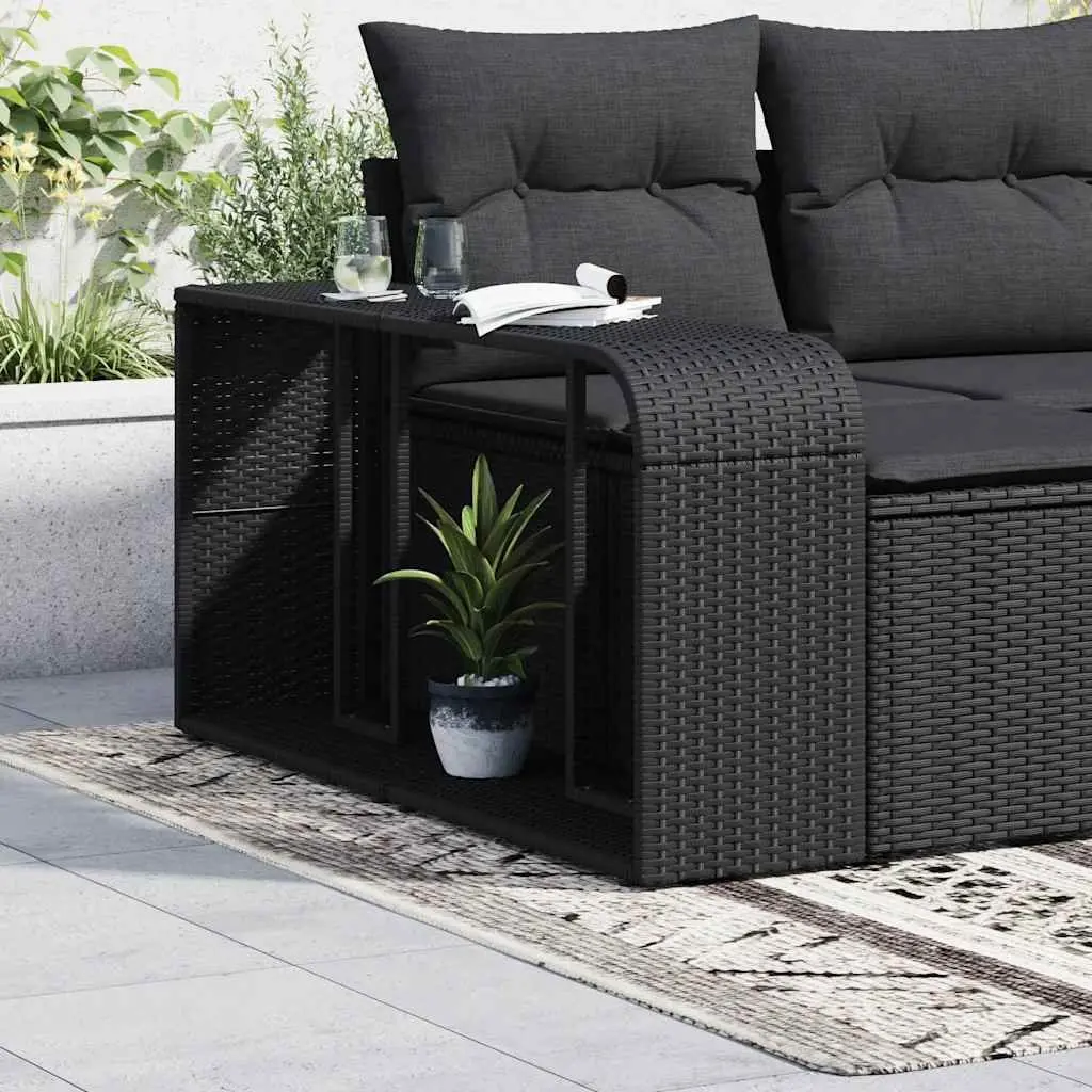 Storage Shelves 2 pcs Black Outdoor Garden Rattan Furniture Racks Backyard
