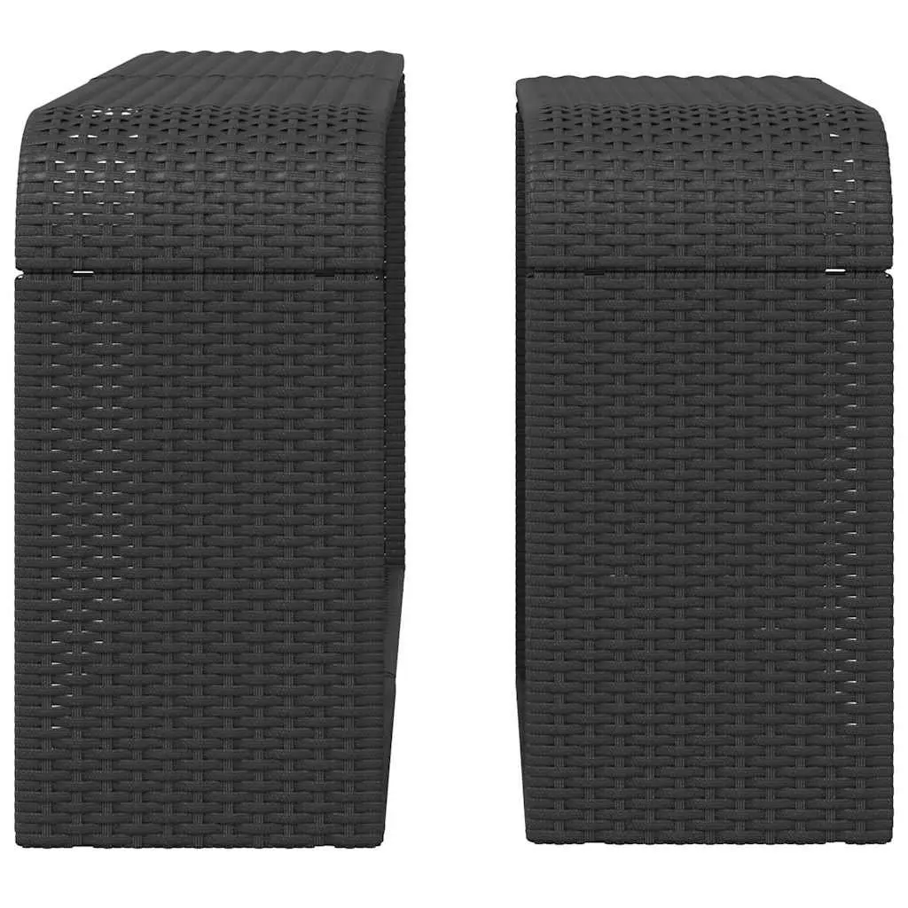 Storage Shelves 2 pcs Black Outdoor Garden Rattan Furniture Racks Backyard