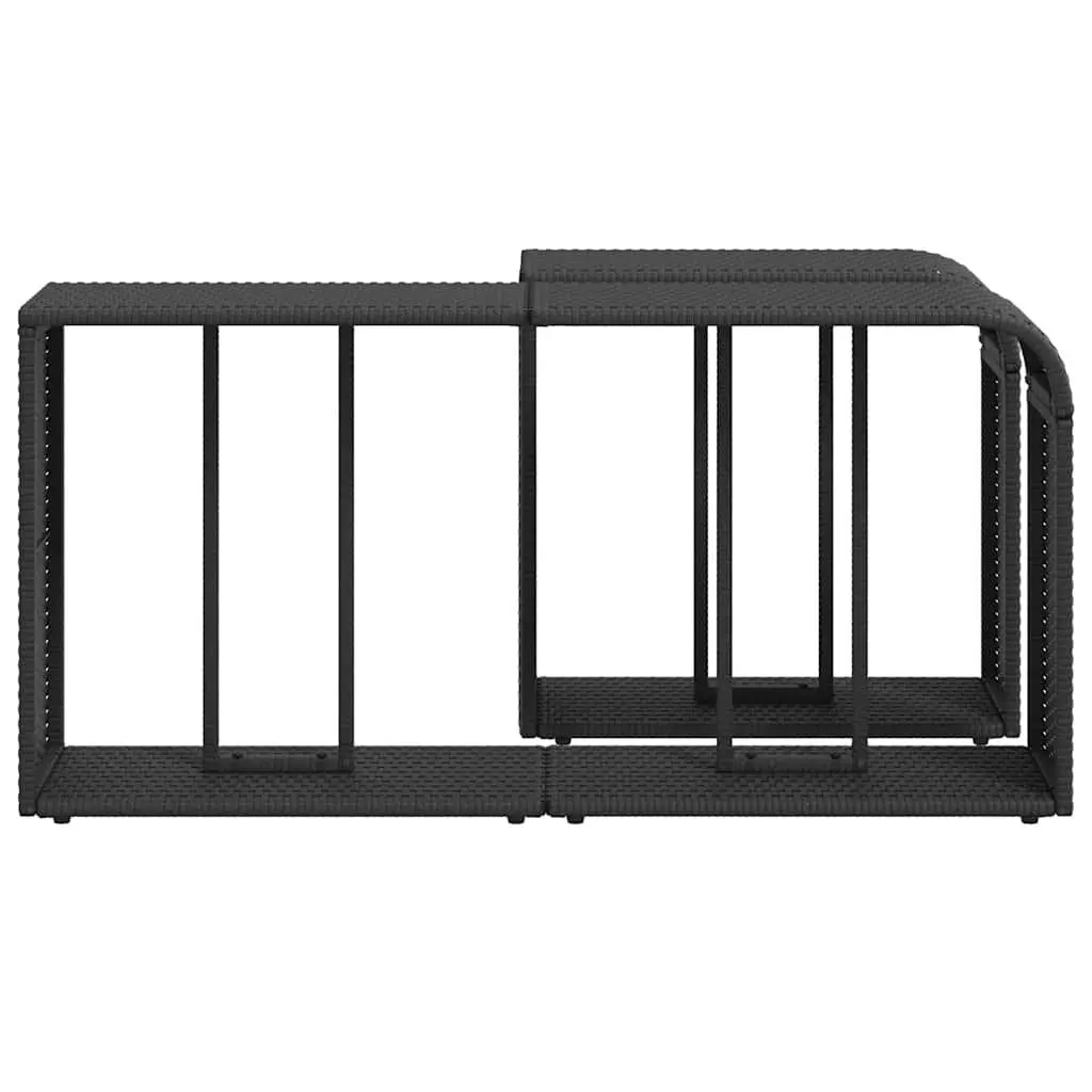 Storage Shelves 2 pcs Black Outdoor Garden Rattan Furniture Racks Backyard