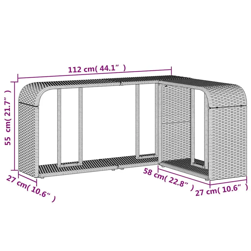 Storage Shelves 2 pcs Black Outdoor Garden Rattan Furniture Racks Backyard