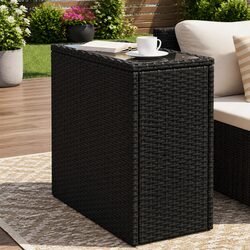 Stylish Garden Side Table with Durable Poly Rattan Frame