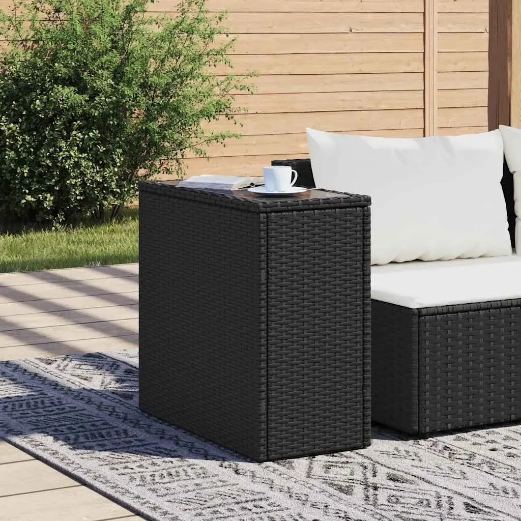 Garden Side Table with Durable Poly Rattan Frame