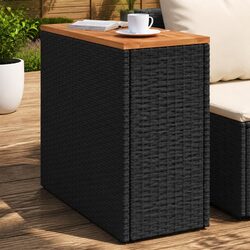 Outdoor Garden Side Table with Durable Poly Rattan Frame