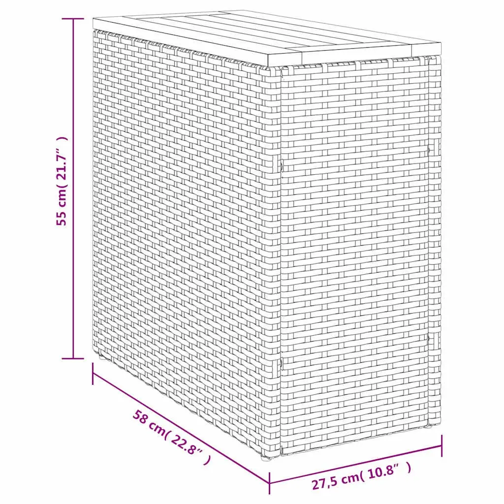 Outdoor Garden Side Table with Durable Poly Rattan Frame