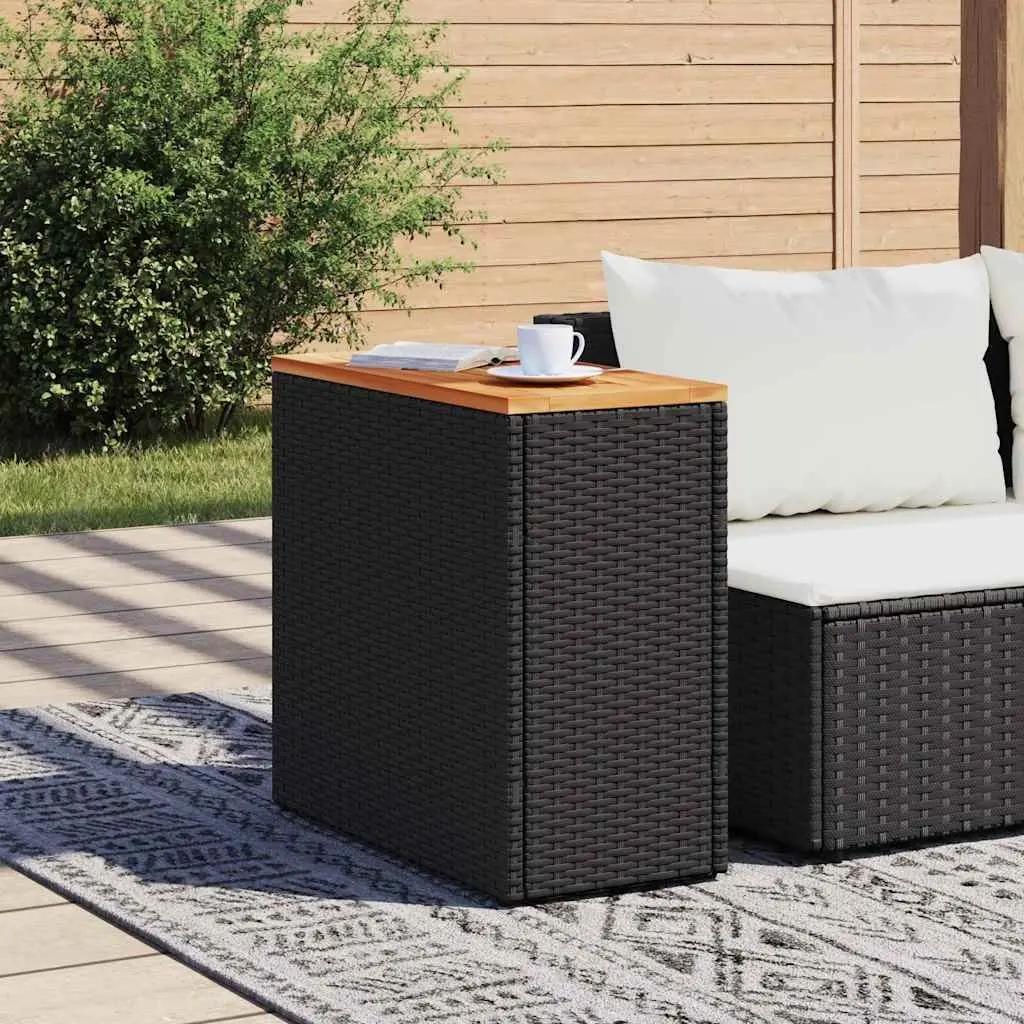 Outdoor Garden Side Table with Durable Poly Rattan Frame