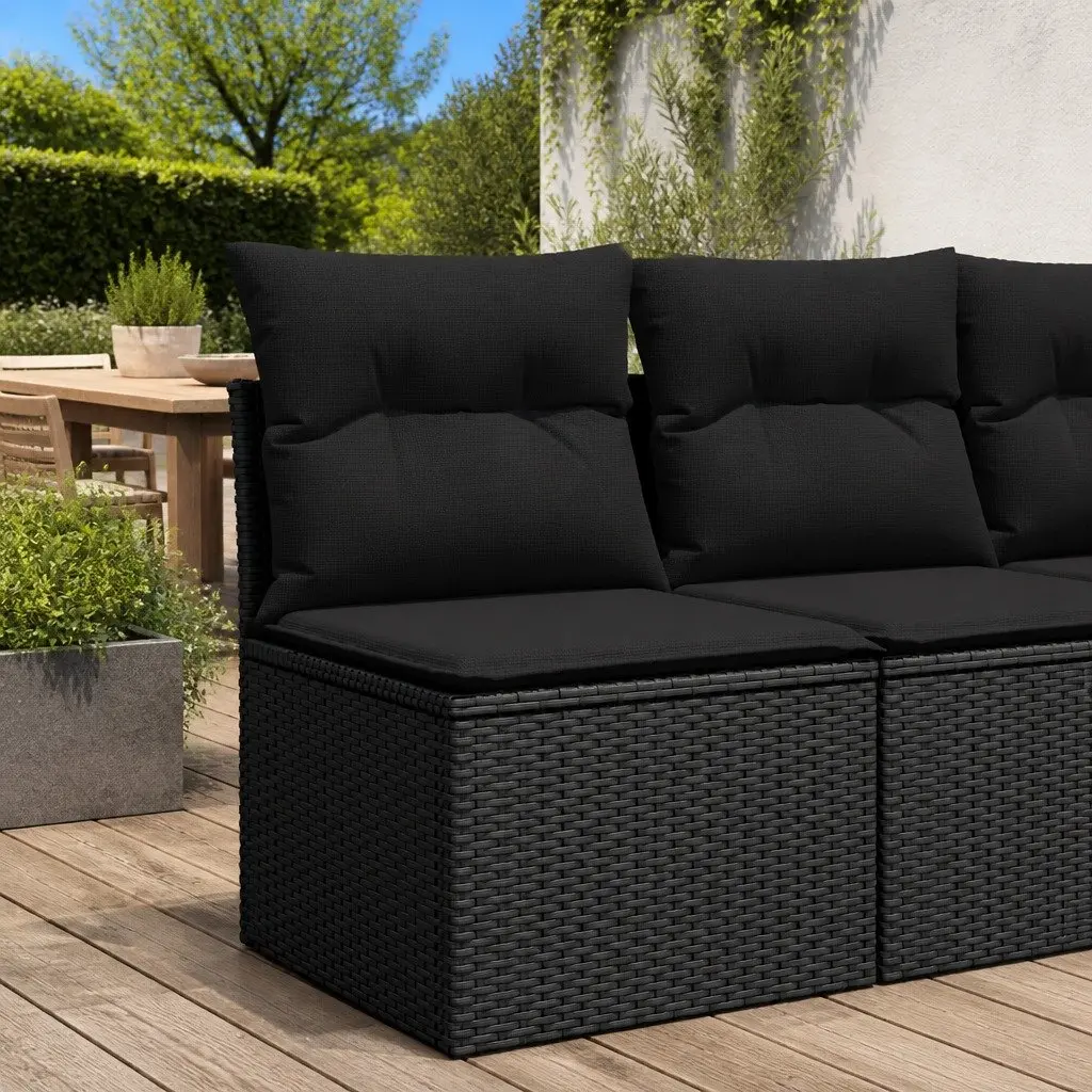 Outdoor Garden Chair PE Poly Rattan Armless Black