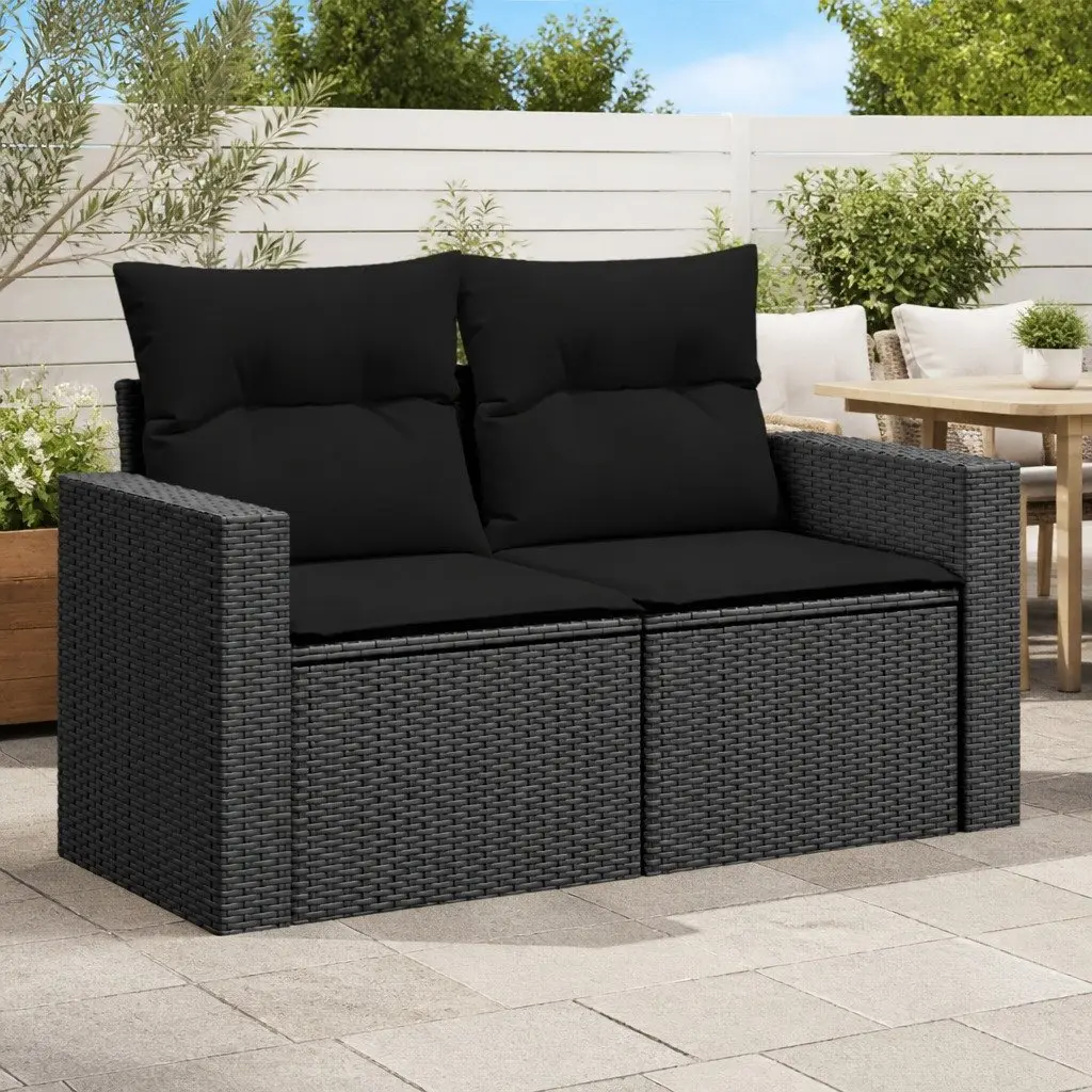 Black Poly Rattan Garden Sofa for Two