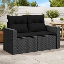 Sturdy Black Poly Rattan Garden Sofa for Two