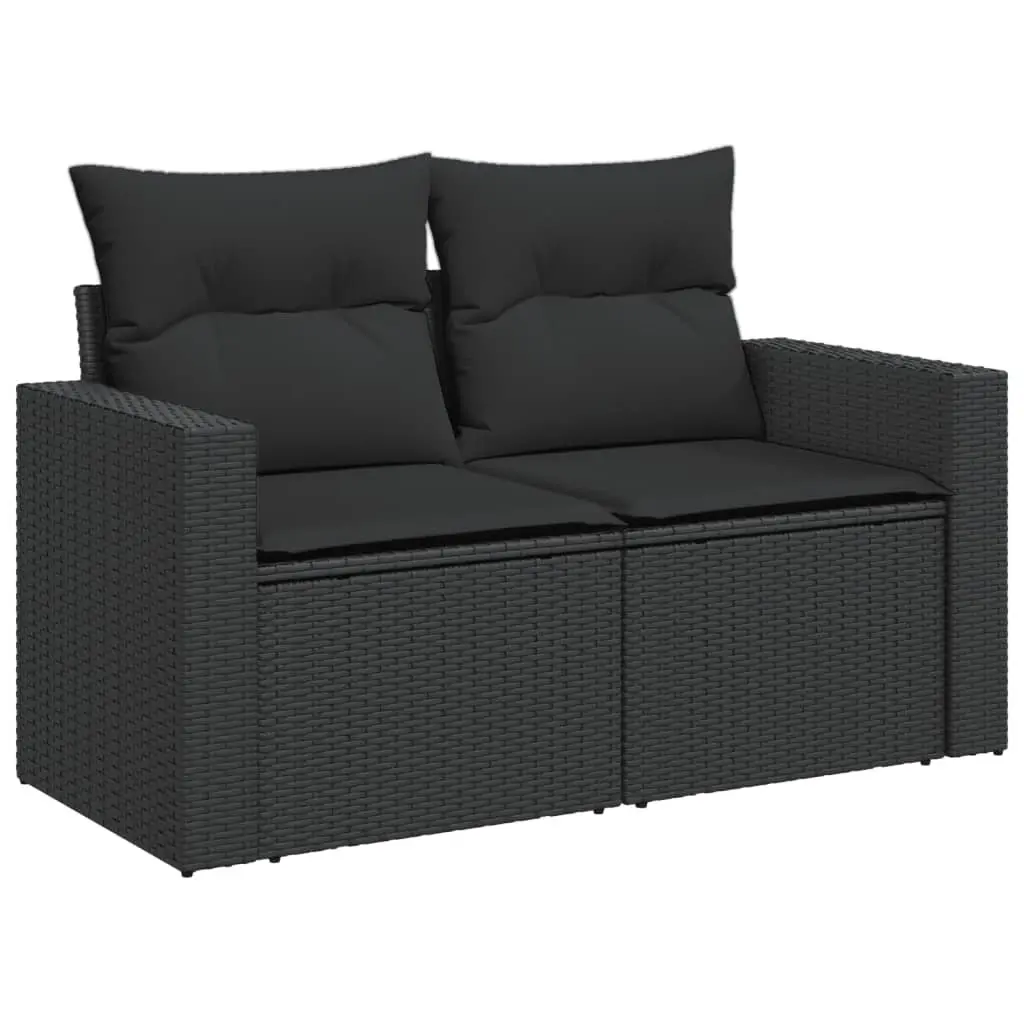 Black Poly Rattan Garden Sofa for Two