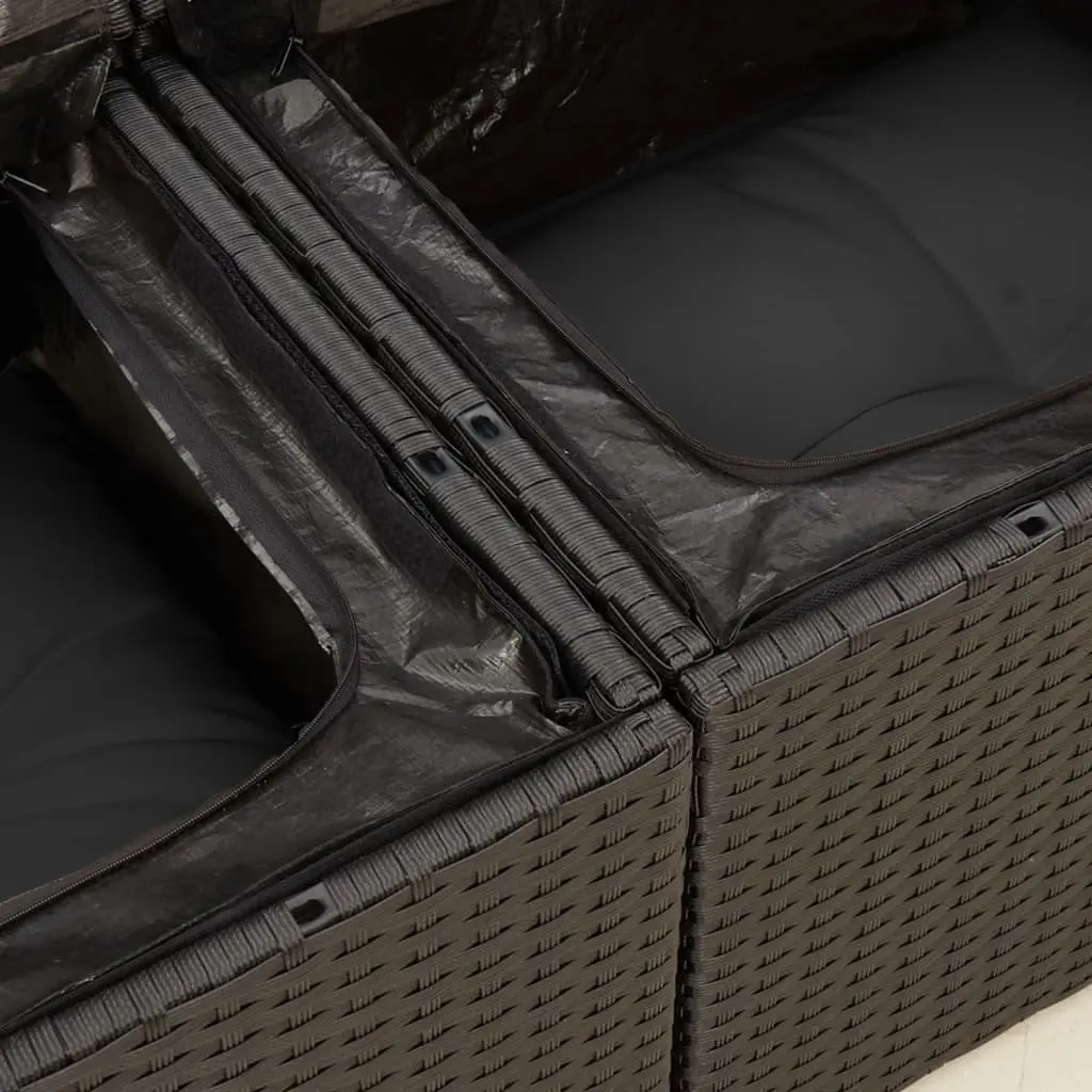 Black Poly Rattan Garden Sofa for Two